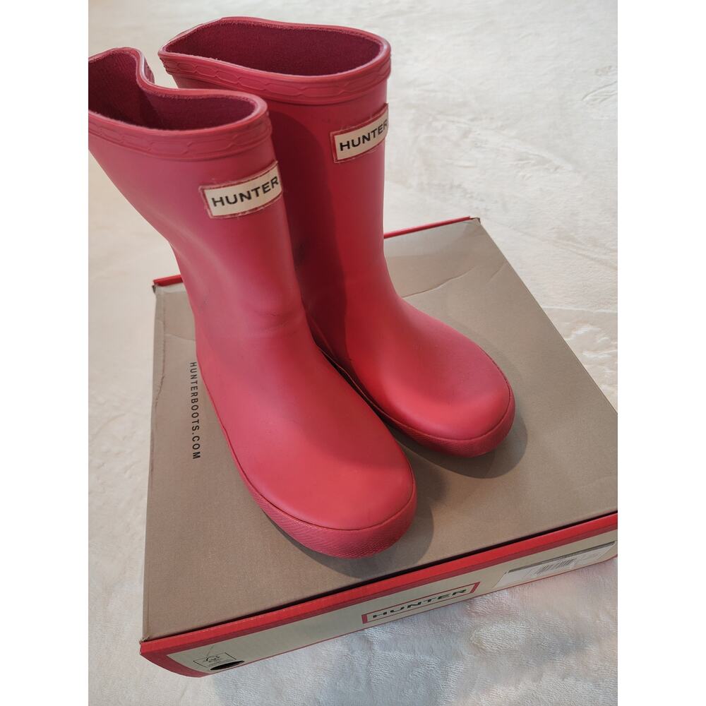Hunter Girls Pink Classic Rain Boots Sz 12